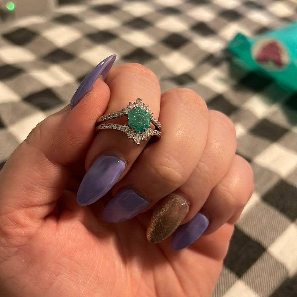 NWT Bomb Party Teal Ice Crystal Ring Size 8